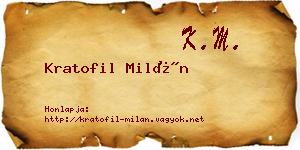 Kratofil Milán névjegykártya
